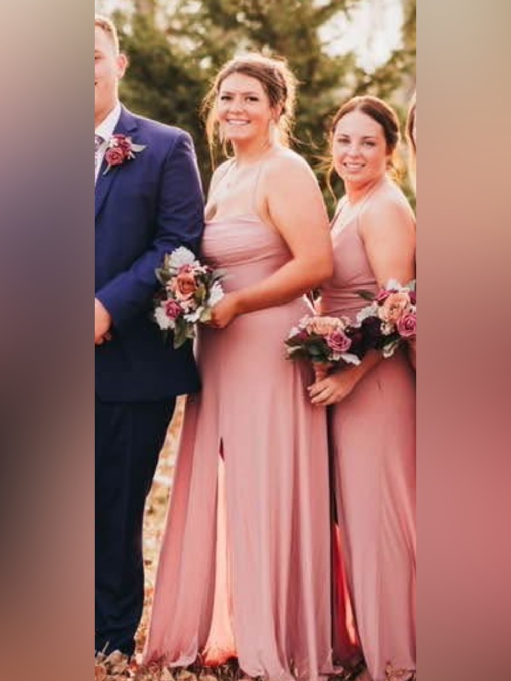 Azazie Blush Pink Bridesmaid Dress - Stretch Satin Gown